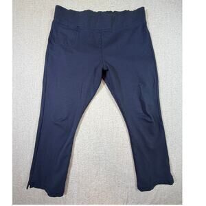 American Giant Women 14 Knit Pull On Blue Cropped Stretch Straight Casual Pants